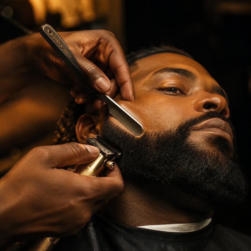 Beard lineup with razor